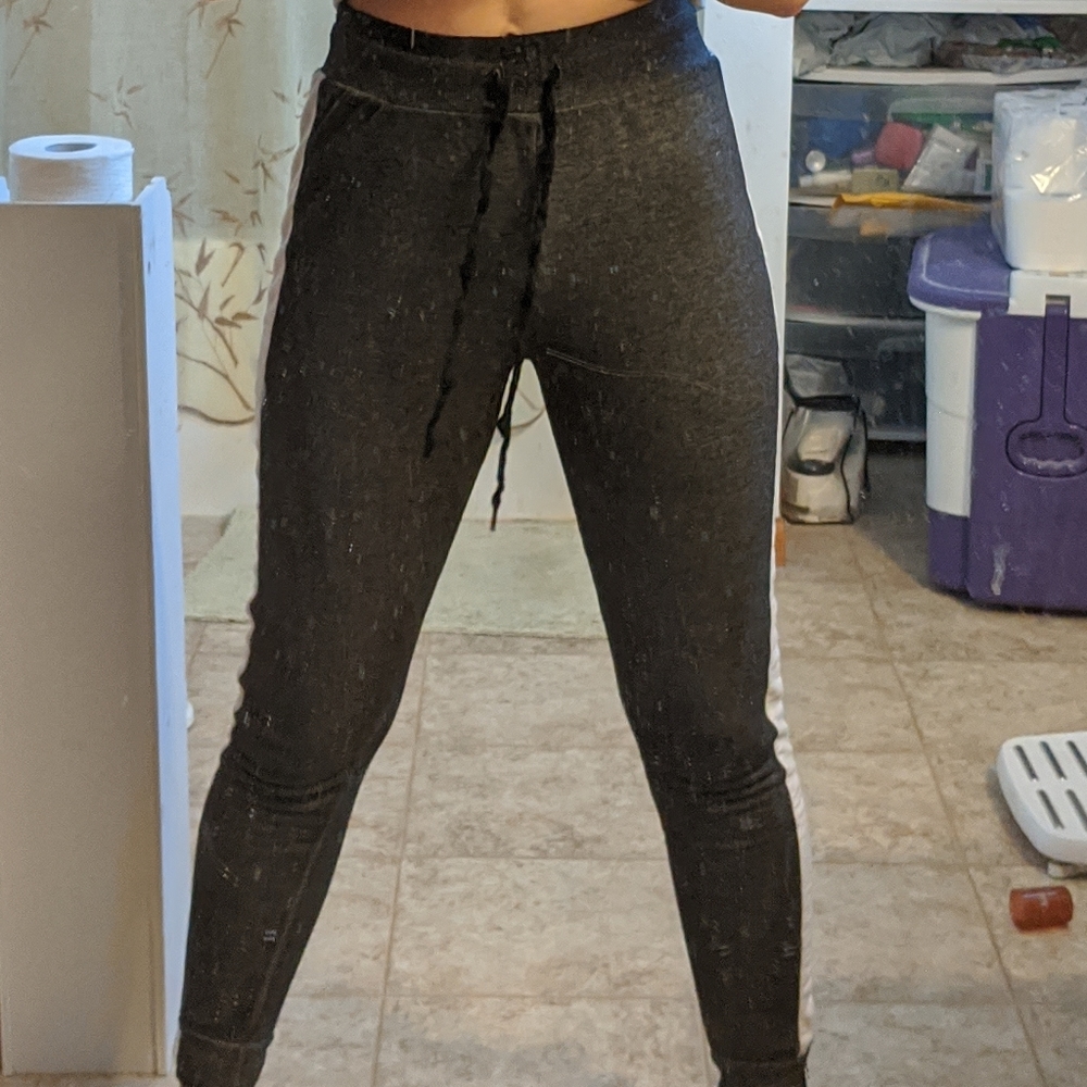White stripe- grey sweatpants